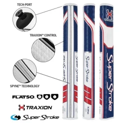 SuperStroke Super Stroke Traxion Flatso 3.0 Putter Grip - Red/White/Blue